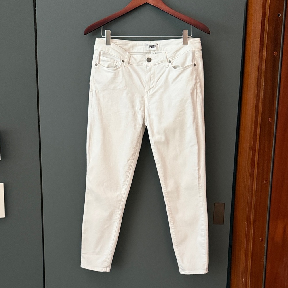 PAIGE Women's Straight Leg White Jeans Verdugo Crop 29